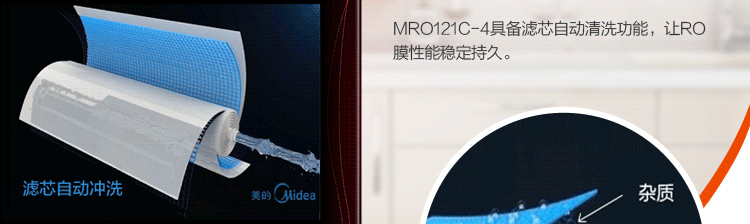 美的净水器MRO121C-4滤芯清洗方式图