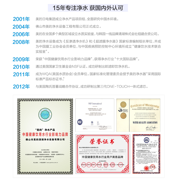 美的净水器MRO102-5产品荣誉证书