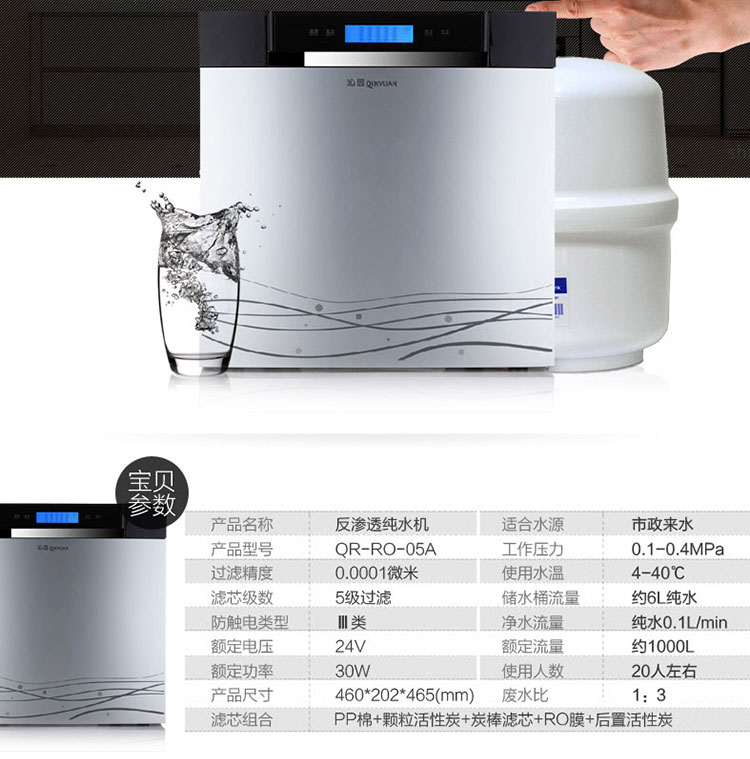 沁园净水器QR-RO-05A产品参数图